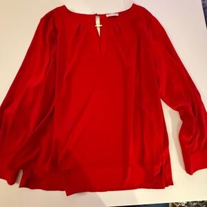 Calvin Klein Scarlet Blouse with Gold Accents